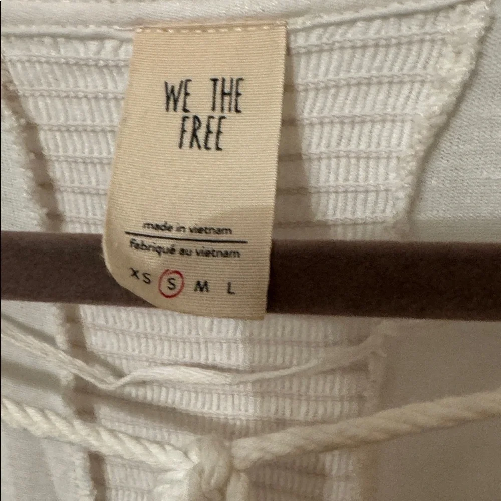 We the Free Free People Just a Henley Tie Front Top Blouse White Size S